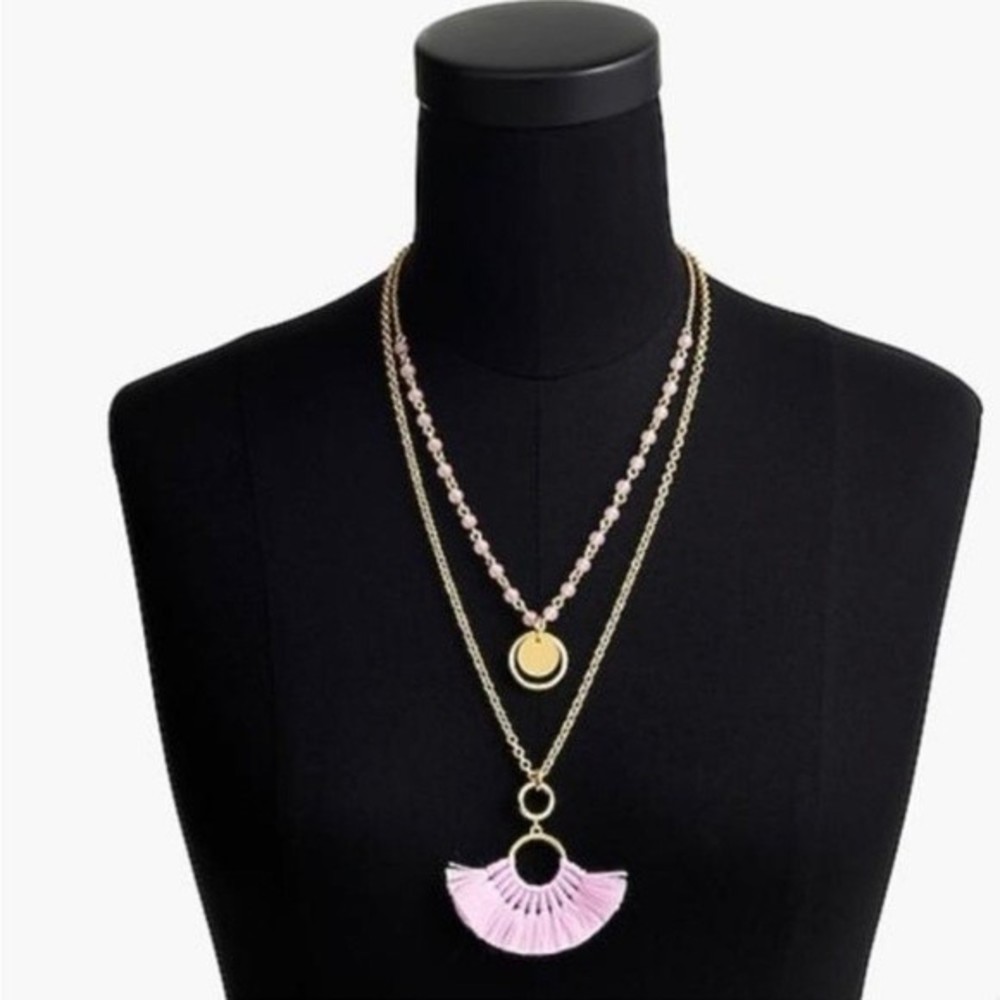 J. Crew Lilac Tassel Gold Tone Long Necklace # 253